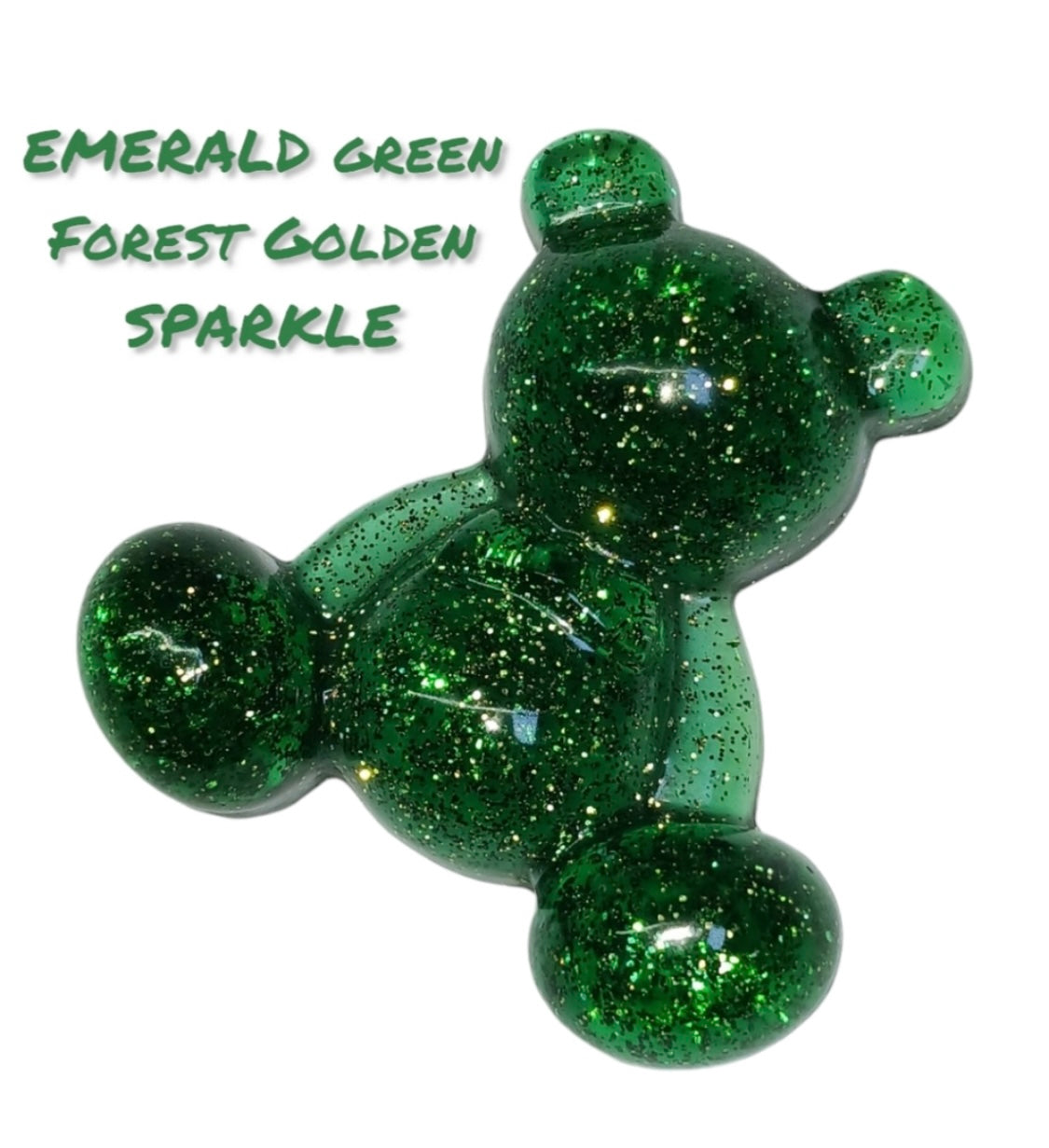 Emerald Green Forest Sparkle Resin Bear