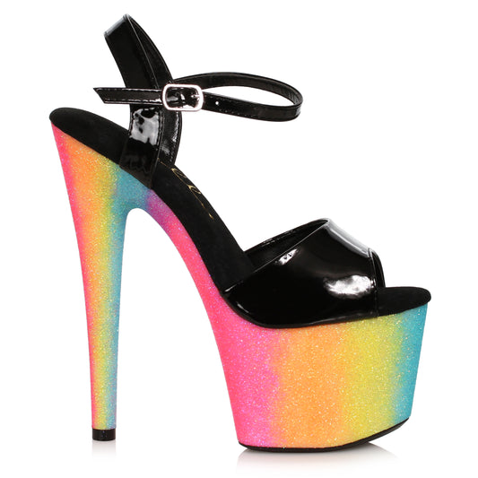 709-CANDY Ellie Shoes 7" Stiletto With Rainbow Glitter Platform 7 INCH HEEL