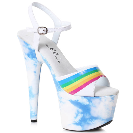 709-CLOUD Ellie Shoes 7" Cloud Print Sandal 7 INCH HEEL