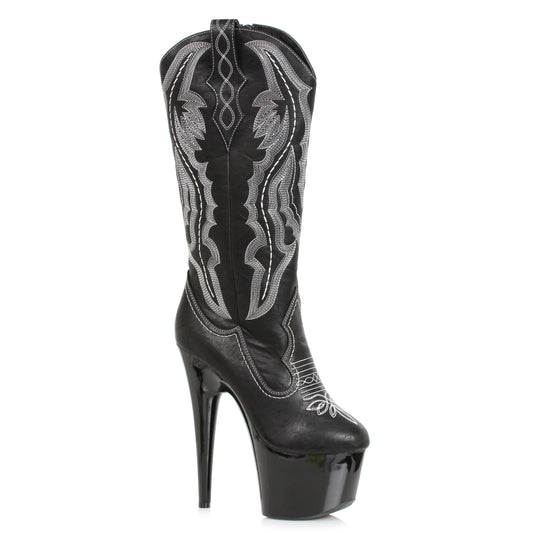 709-DALLAS Ellie Shoes 7" COWGIRL BOOT 7 INCH HEEL KNEE HIGH