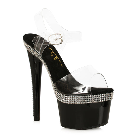 709-HATTIE Ellie Shoes 7" Pointed Stiletto Sandal W/Rhinestones On Platform. 7 INCH HEEL