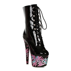709-JUICY 7" Stiletto Lace Up With Print Wrapped Platform
