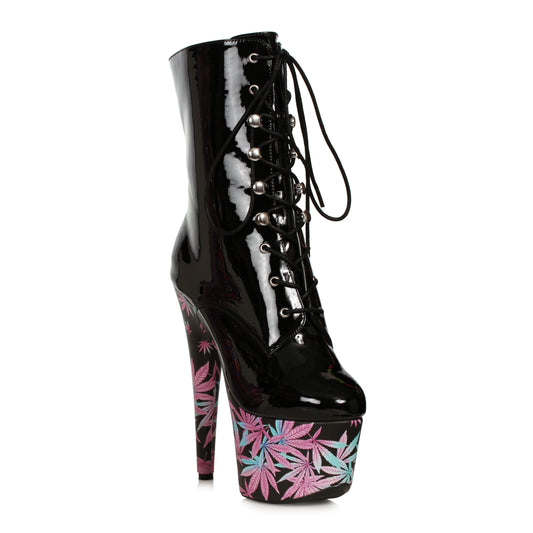709-JUICY Ellie Shoes 7" Stiletto Lace Up With Print Wrapped Platform FESTIVAL ANKLE BOOT 7 INCH HEEL