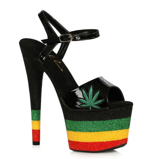 709-KAYA Ellie Shoes 7" Stiletto W/Glitter Platform And Marijuana Upper 7 INCH HEEL