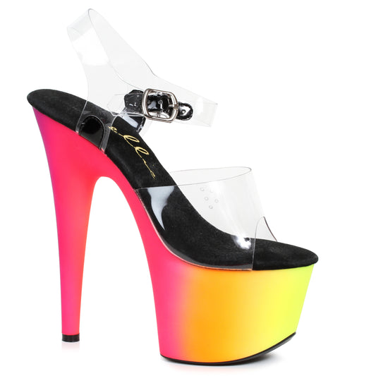 709-RAINBOW Ellie Shoes 7" Inch With Rainbow Design EXTENDED S 7 INCH HEEL