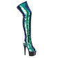 709-RUBY Ellie Shoes 7" PeeptoeThigh High Sequined Boots. 7 INCH HEEL THIGH HIGH