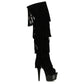 709-SEQUOIA Ellie Shoes 7" Heel Thigh High Boot With Fringe 7 INCH HEEL THIGH HIGH
