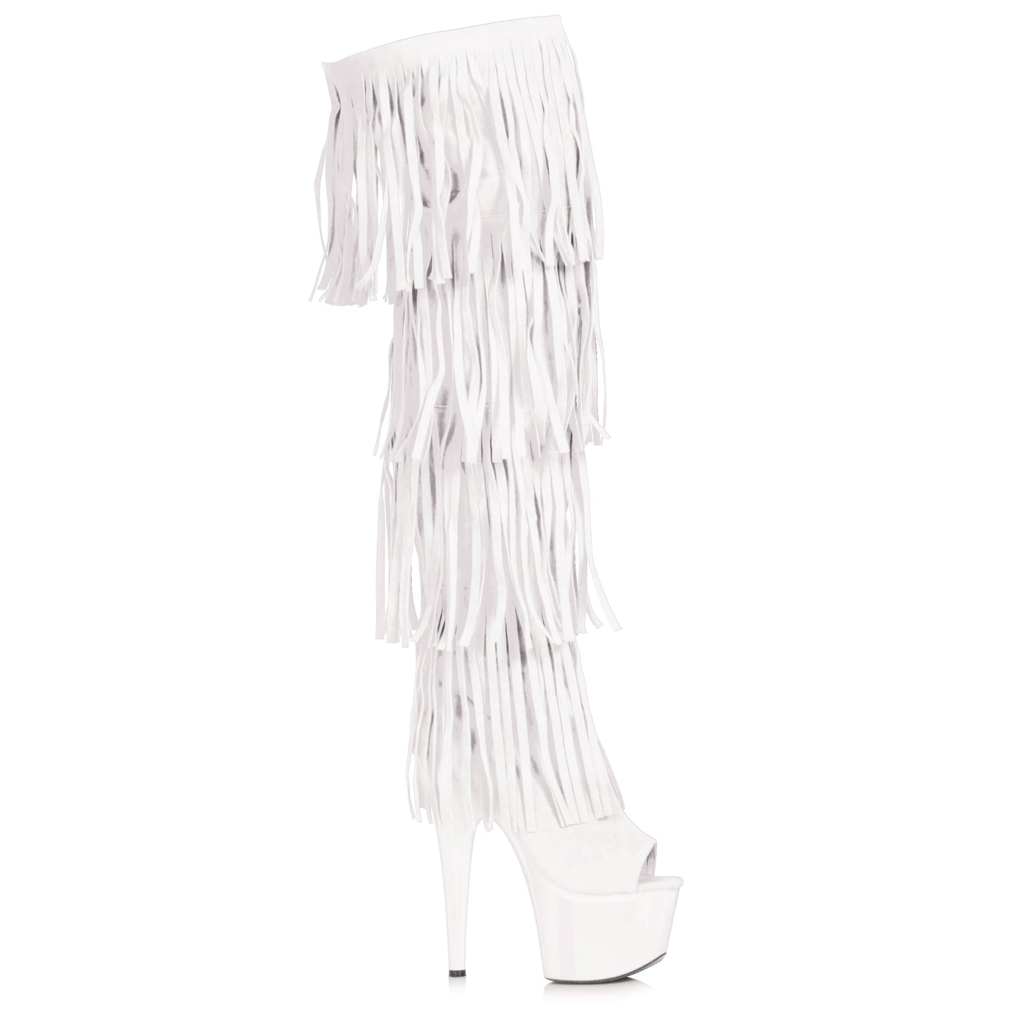 709-SEQUOIA Ellie Shoes 7" Heel Thigh High Boot With Fringe 7 INCH HEEL THIGH HIGH