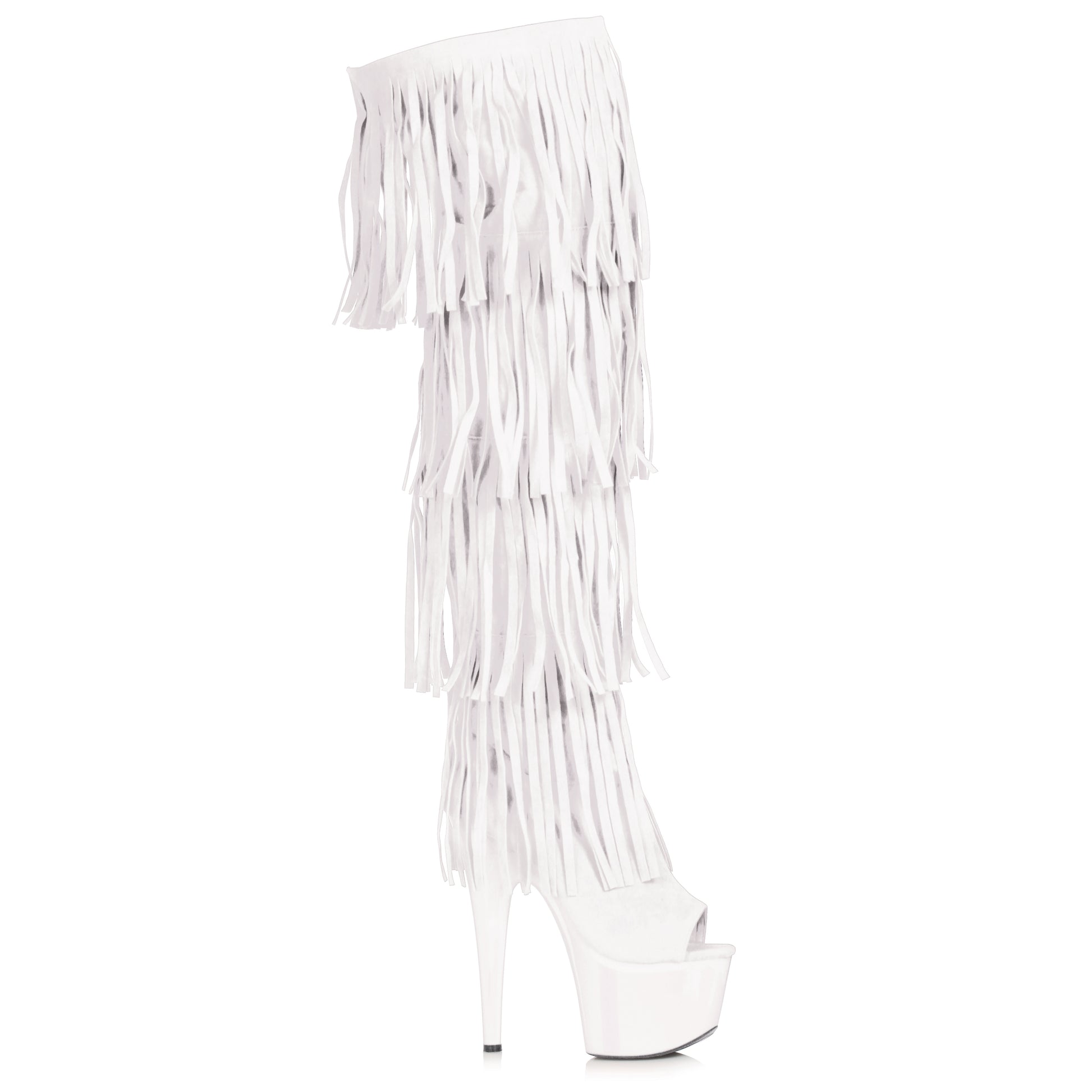 709-SEQUOIA Ellie Shoes 7" Heel Thigh High Boot With Fringe 7 INCH HEEL THIGH HIGH