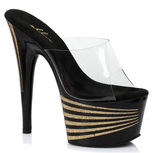 709-SPACE Ellie Shoes 7" Inch Glitter Mule EXTENDED S 7 INCH HEEL SALES 7 &