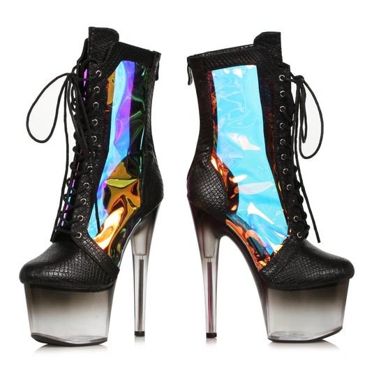 709-TRACY Ellie Shoes 7" Stiletto Hologram Ankle Bootie ANKLE BOOT 7 INCH HEEL