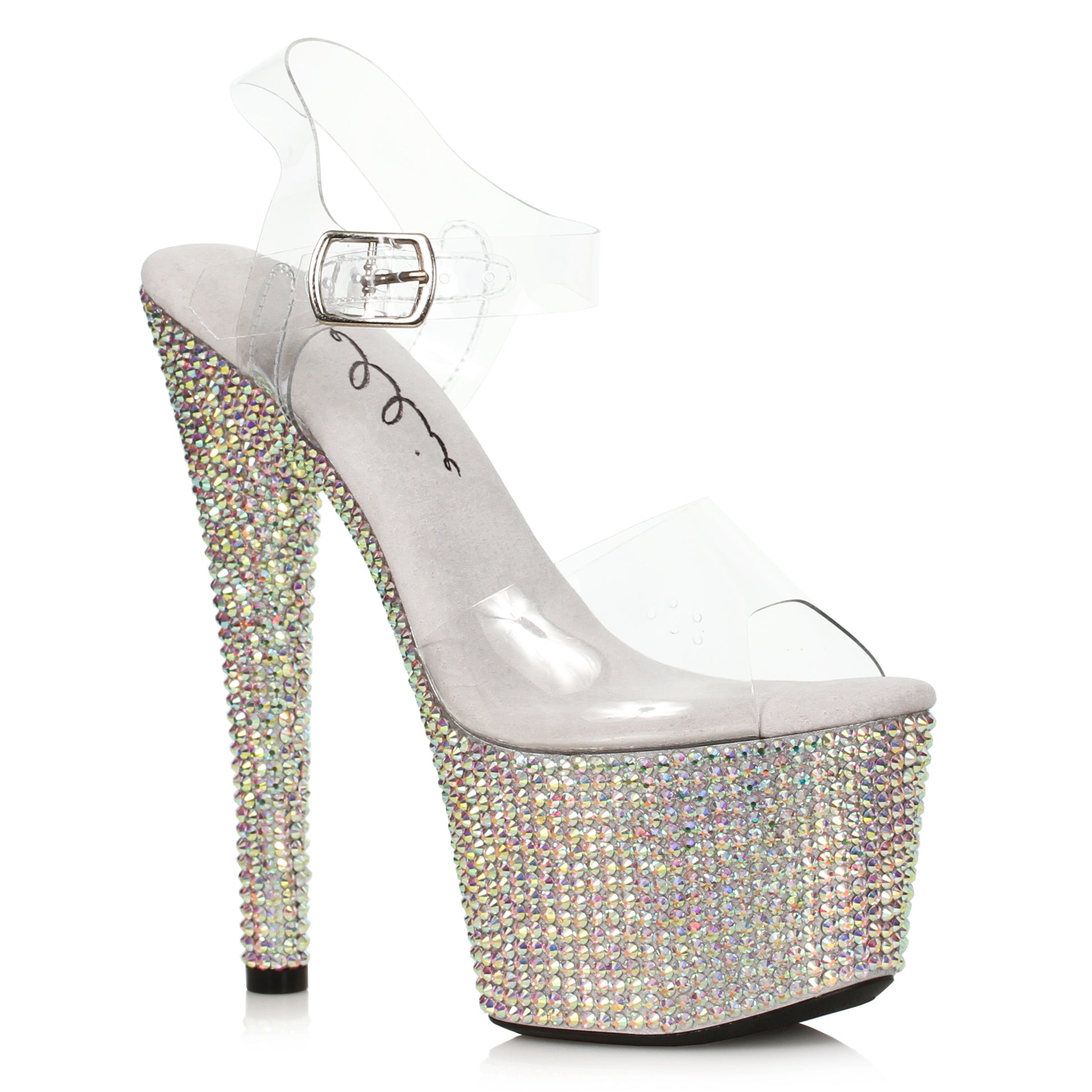 709-ZIAMOND Ellie Shoes 7" Stiletto With Multi-color Rhinestone Platform 7 INCH HEEL