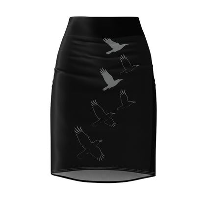 Raven Flock Gothabilly Pencil Skirt