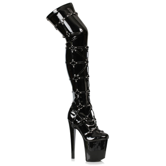 821-METRO Ellie Shoes 8" THIGH HIGH BOOT WITH RINGS 8 INCH HEEL THIGH HIGH