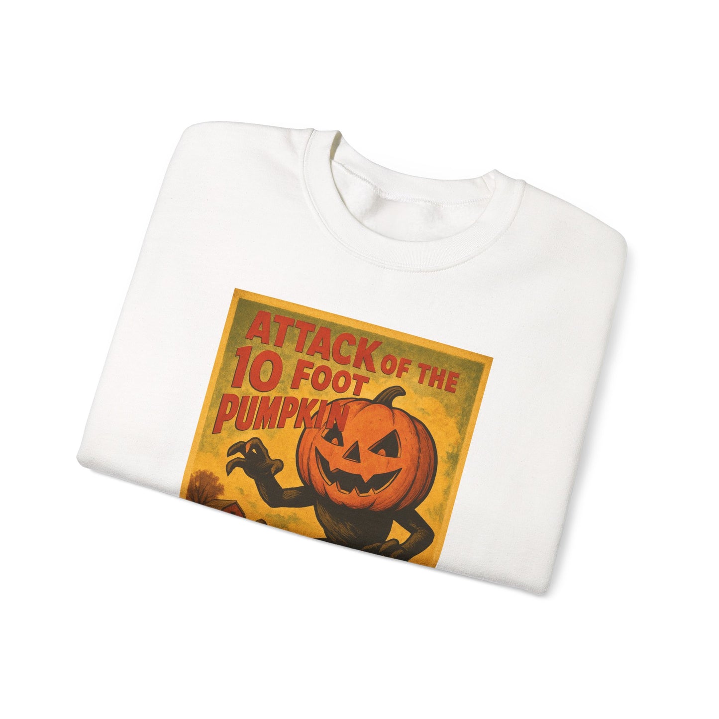 B Movie Crewneck Sweatshirt - "Attack of the 10 Foot Pumpkin" Vintage Poster Design