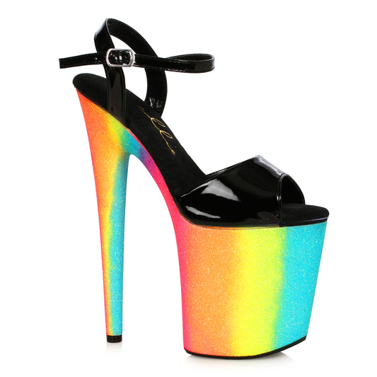 850-CANDY Ellie Shoes 8" Stiletto With Rainbow Glitter Platform 8 INCH HEEL SALES 7 &