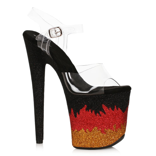 850-PHOENIX Ellie Shoes 8" Stiletto With Glitter Flame Platform 8 INCH HEEL
