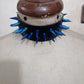 Black Faux Leather & Blue Metallic Spike Choker