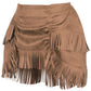 Top Drawer 4 PC Premium Red Suede Fringe Cowgirl Corset Costume