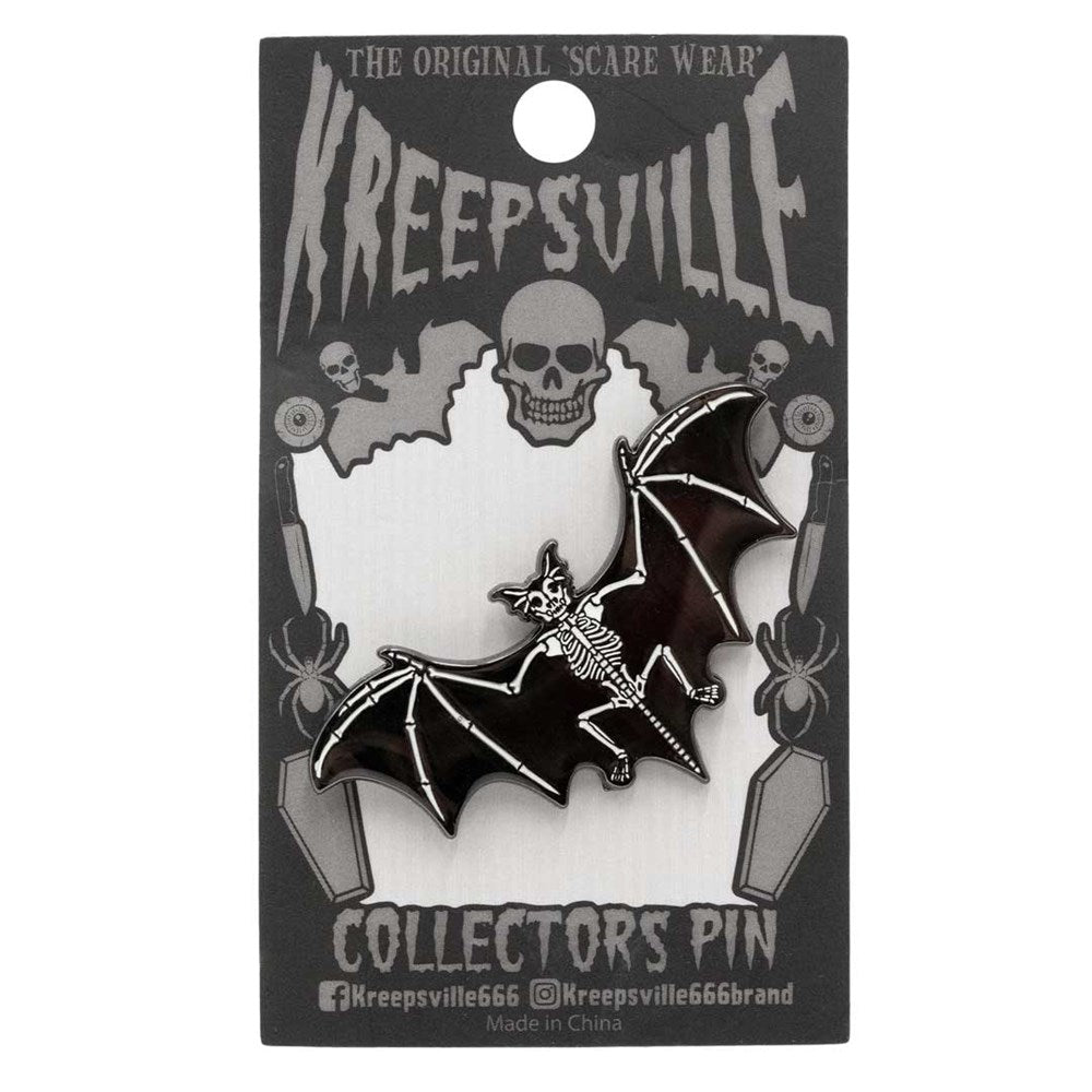 Skelli Bat Glow Enamel Pin