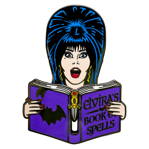 Elvira Books Of Spells Moving Enamel Pin Hip Crypt Kreepsville