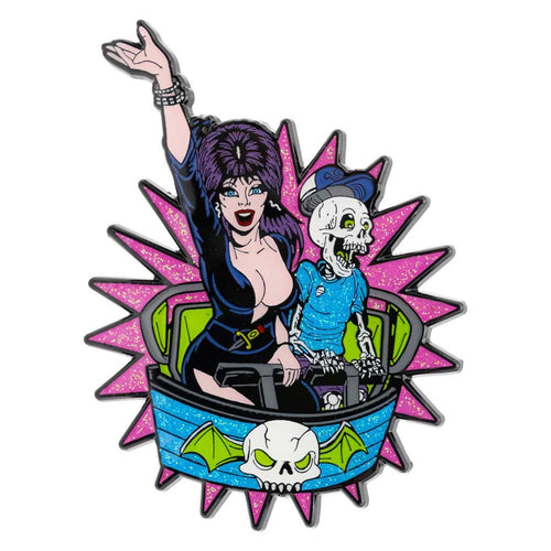 Elvira Ghostcoaster Glitter Enamel Pin Hip Crypt Kreepsville