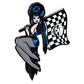 Elvira Racing Flag Skull Enamel Pin