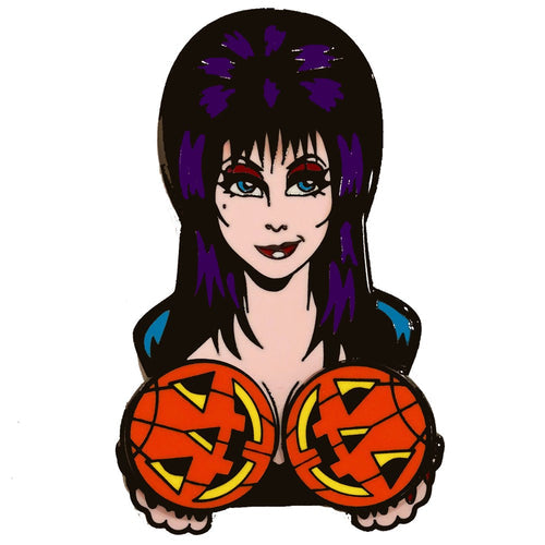 Elvira Spinning Pumpkins Enamel Pin