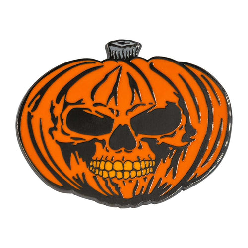 Pumpkin Skull Orange Enamel Pin