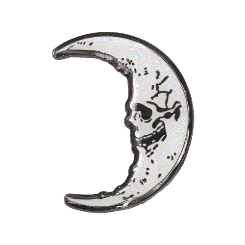 Skull Crescent Moon Glow Enamel Pin