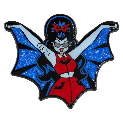 Vampire Girl Batwing Glitter Enamel Pin