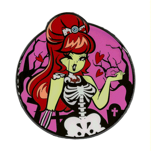 Zombie Girl Moon Glow Enamel Pin