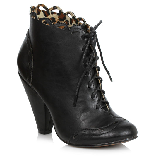 BP403-EDDIE Bettie Page 4" Retro Bootie With Laces ANKLE BOOT 4 INCH HEEL