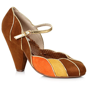 BP403-KATHRYN 4" Suede Closed Toe Maryjane With Piping Details