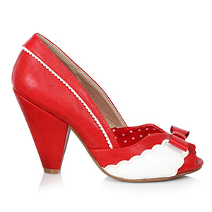 BP403-MARGIE 4" Peep Toe Shoe With Bow And Scalloped Detail