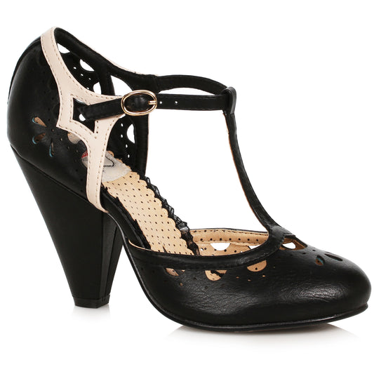 BP403-TALLY Bettie Page 4" Closed Toe T-Strap Basic Shoe with Buckle Closure 4 INCH HEEL