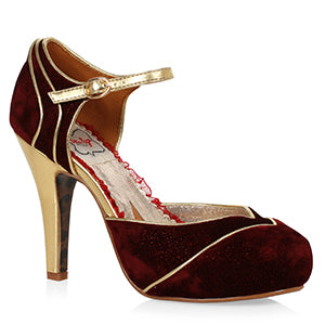 BP412-RUBY 4" Closed Toe Shoe with Metallic Piping & Detail (Suede)
