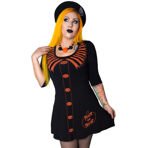 Trick Or Treat Flare 3/4 Sleeve Dress