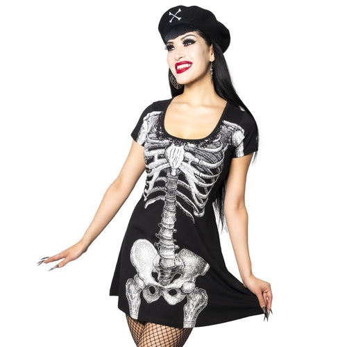 Skeleton White Flare Dress