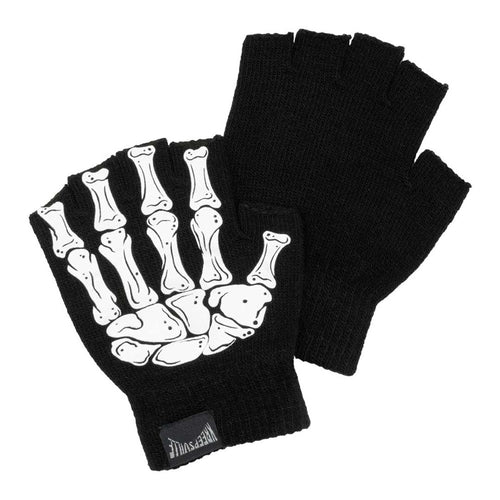 Skeleton Hand Fingerless Knit Gloves Hip Crypt Kreepsville