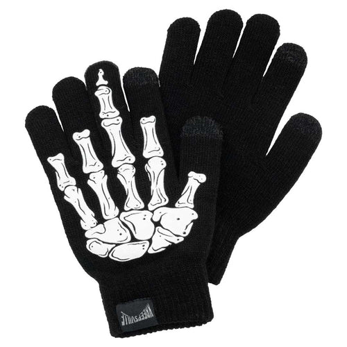 Skeleton Knit Middle Finger Full Gloves Hip Crypt Kreepsville