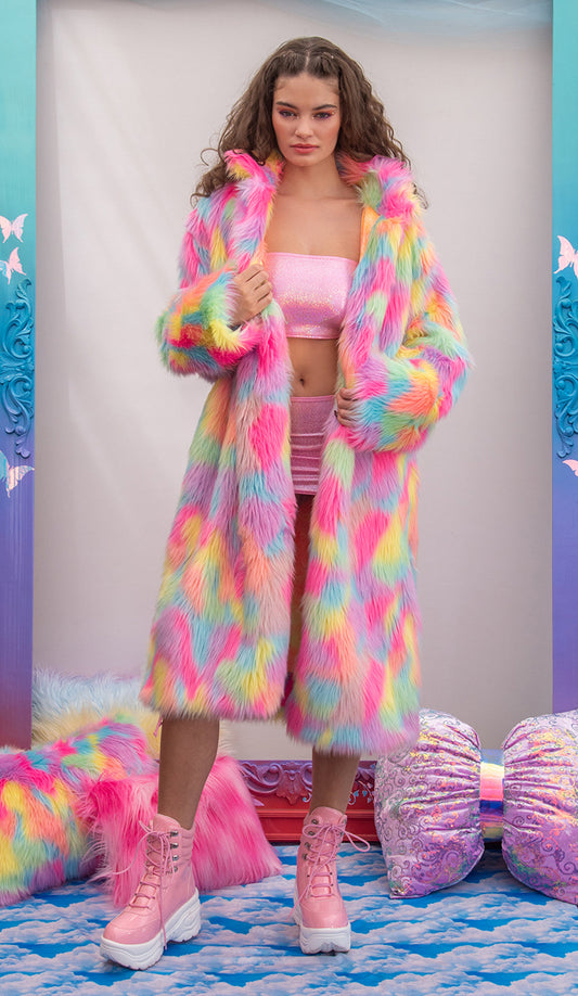 FR154 - Unisex Faux Fur Mid-Length Coat for Rave Clubwear Festival at Hip Crypt by J. Valentine 