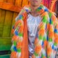 FR154 - Unisex Faux Fur Mid-Length Coat for Rave Clubwear Festival at Hip Crypt by J. Valentine 