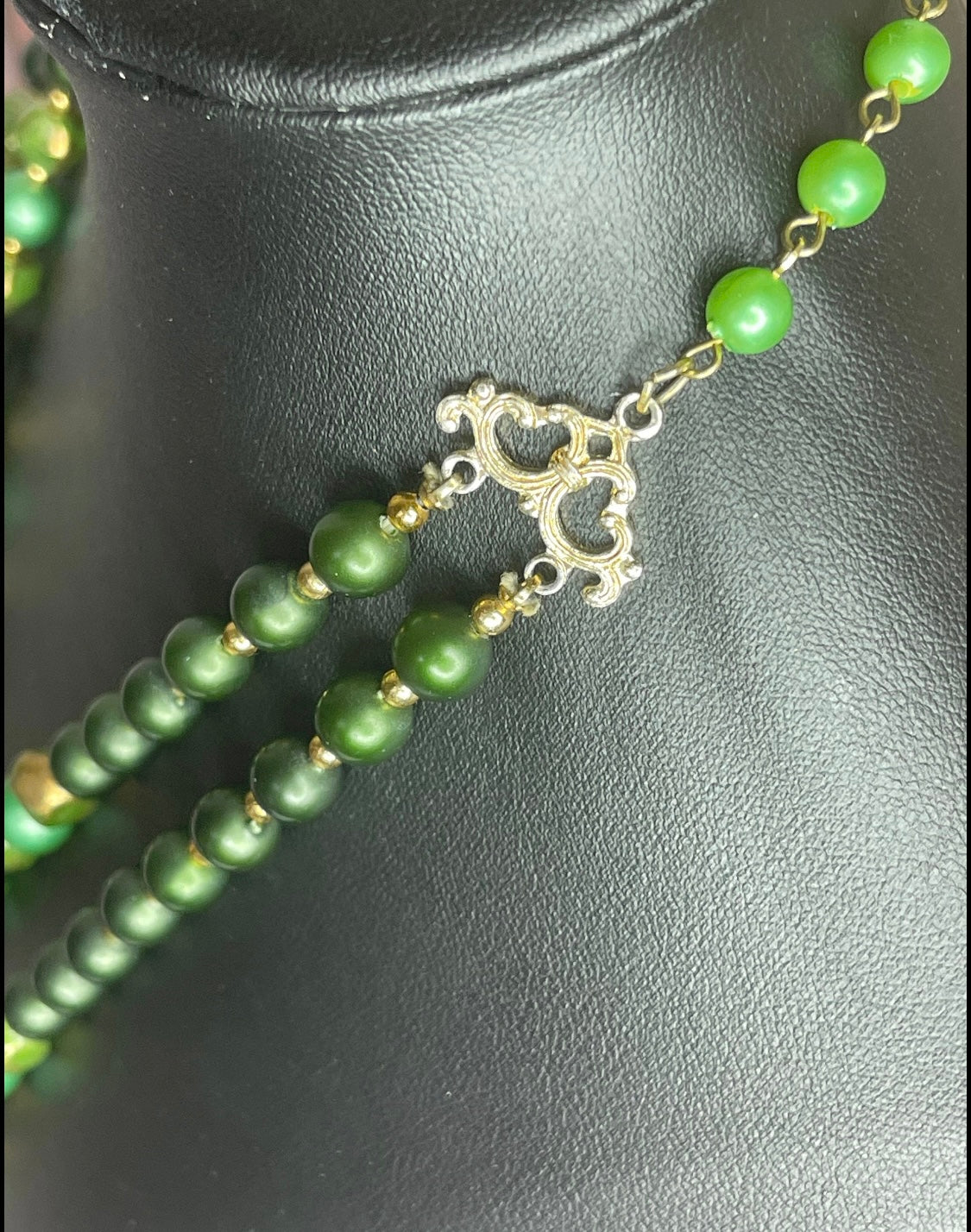 Emerald Green Graduated Multi Strand Beaded Necklace