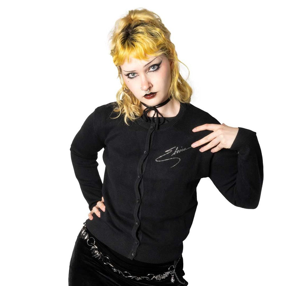 Elvira Rhinestone Portrait Cardigan Hip Crypt Kreepsville