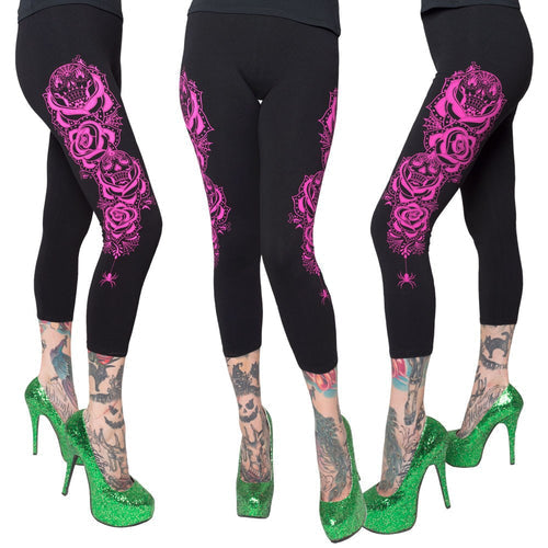 Dia De Los Muertos Pink Capri Leggings