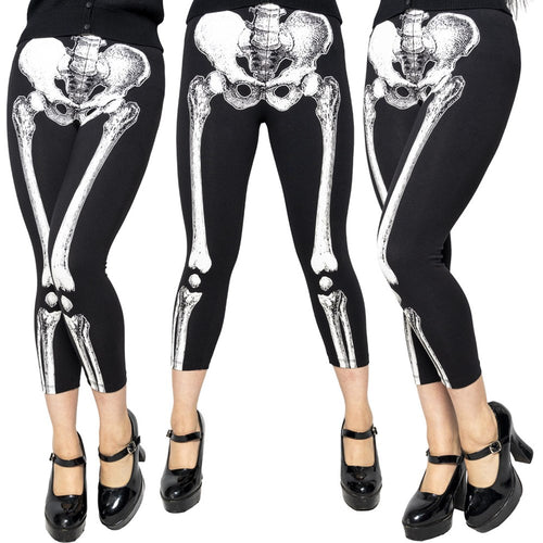 Skele-Bone White Capri Leggings