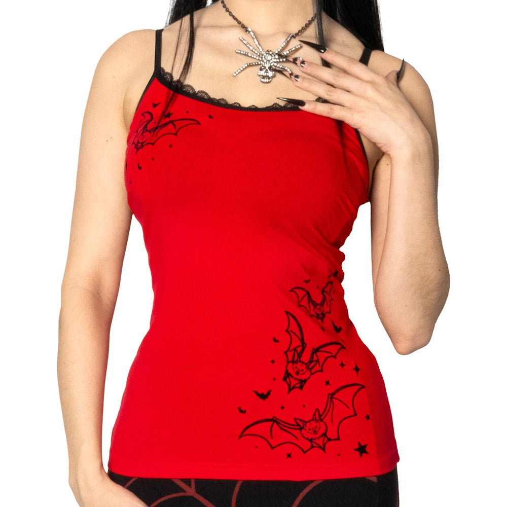 Bat Outline Red Lace Cami Top Hip Crypt Kreepsville