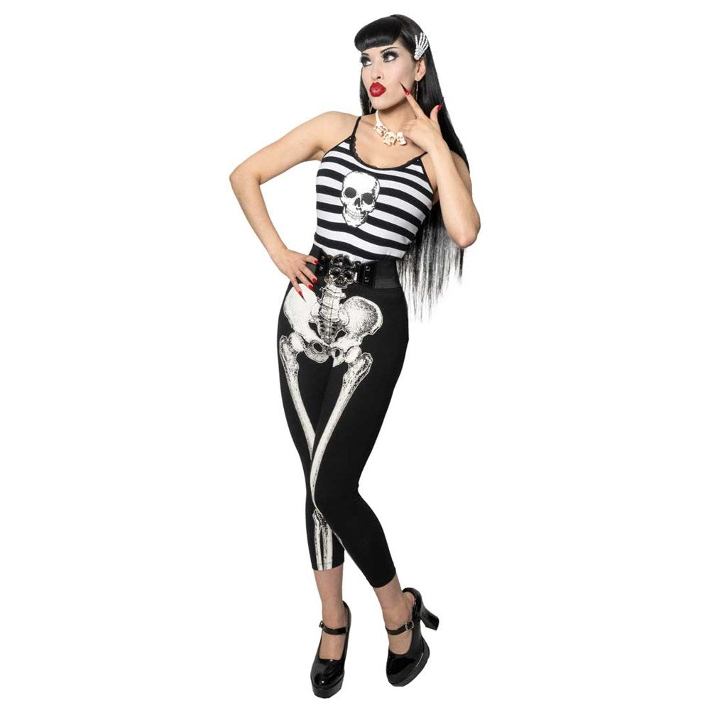 Skull Striped Lace Cami Top