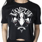 Vampira Bat Wing Crest Crop Tee